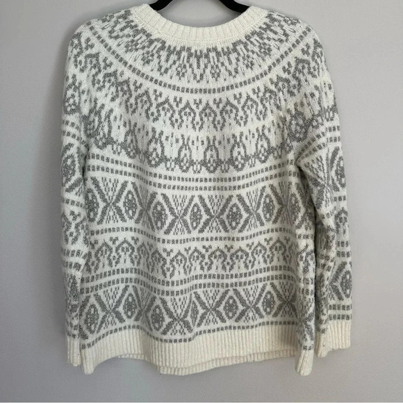 J. Jill Fair Isle Barley Multi Crewneck Ivory/Grey Knit Sweater Sz S Petite GUC - Picture 8 of 8